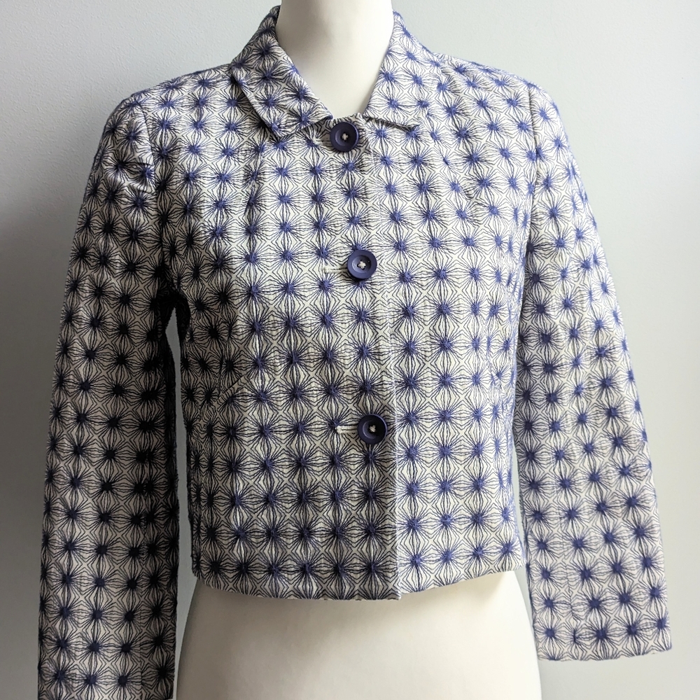 Boden Embroidered 100% Cotton Cropped Tamara Jacket Size US 2